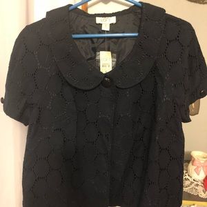 Loft Short Sleeve Eyelet Jacket Size 6